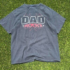 Vtg Dad Rocks Relaxed funny Rock Band Style Tee